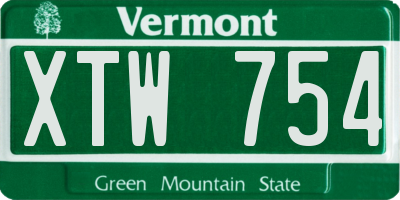 VT license plate XTW754