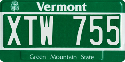 VT license plate XTW755