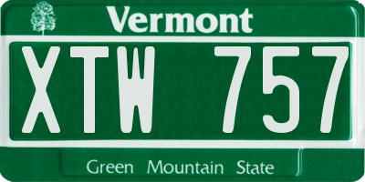 VT license plate XTW757