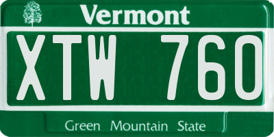 VT license plate XTW760