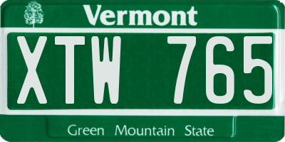 VT license plate XTW765