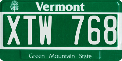 VT license plate XTW768