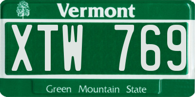 VT license plate XTW769