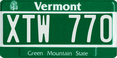 VT license plate XTW770
