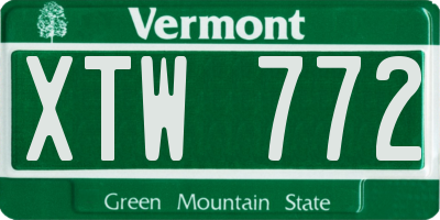 VT license plate XTW772