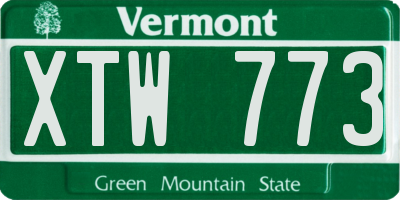 VT license plate XTW773