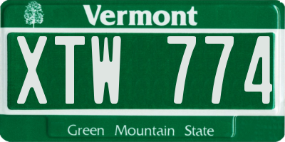 VT license plate XTW774