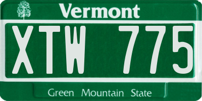 VT license plate XTW775