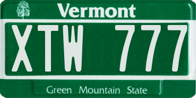 VT license plate XTW777