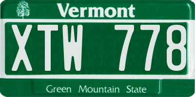 VT license plate XTW778