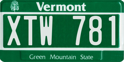 VT license plate XTW781