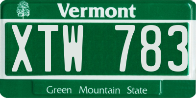 VT license plate XTW783