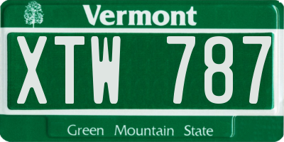 VT license plate XTW787