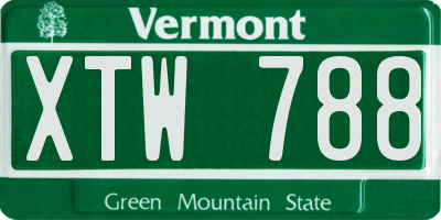 VT license plate XTW788