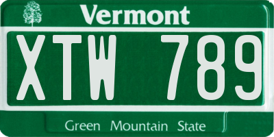 VT license plate XTW789