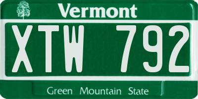 VT license plate XTW792