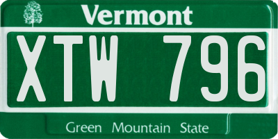 VT license plate XTW796