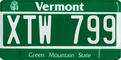 VT license plate XTW799