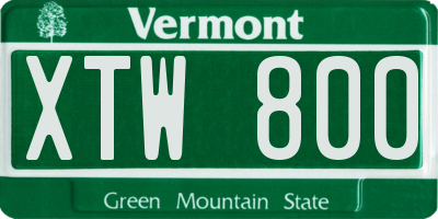 VT license plate XTW800