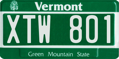 VT license plate XTW801