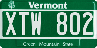 VT license plate XTW802