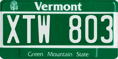 VT license plate XTW803