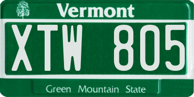 VT license plate XTW805