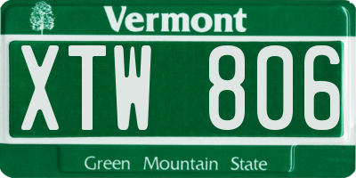 VT license plate XTW806