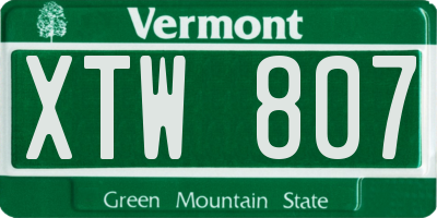 VT license plate XTW807
