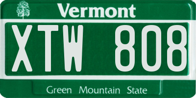 VT license plate XTW808