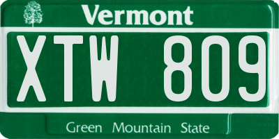 VT license plate XTW809
