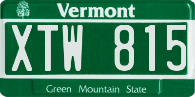VT license plate XTW815