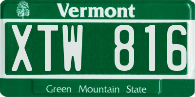 VT license plate XTW816