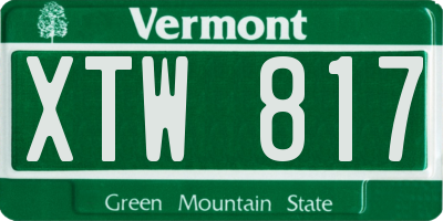VT license plate XTW817