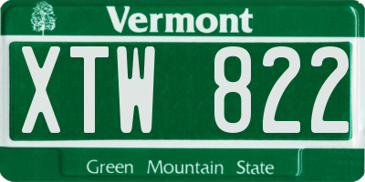 VT license plate XTW822