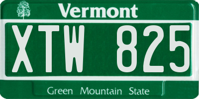 VT license plate XTW825
