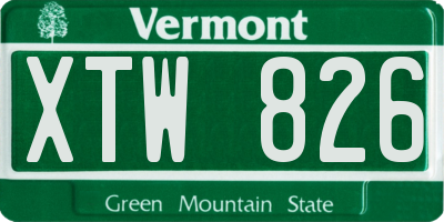 VT license plate XTW826