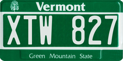 VT license plate XTW827