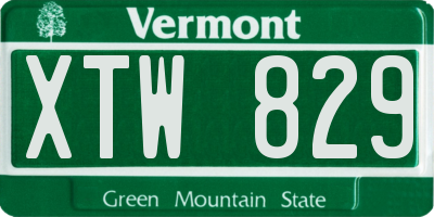VT license plate XTW829
