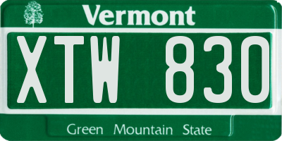 VT license plate XTW830