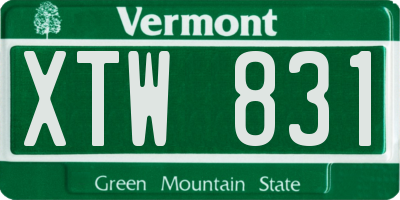 VT license plate XTW831