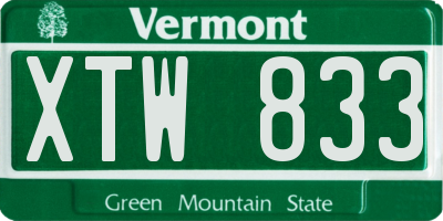 VT license plate XTW833