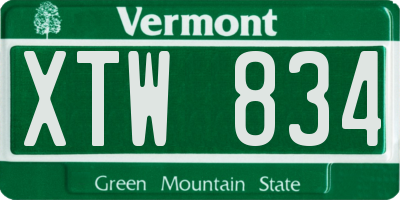 VT license plate XTW834