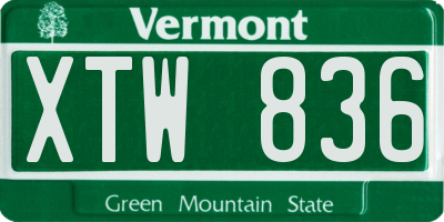 VT license plate XTW836
