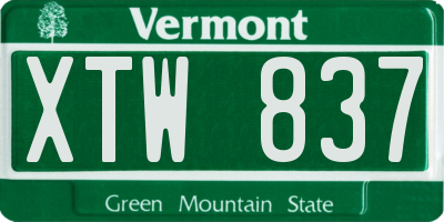VT license plate XTW837