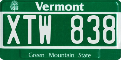 VT license plate XTW838