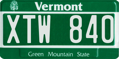 VT license plate XTW840