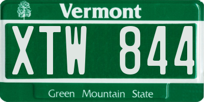 VT license plate XTW844