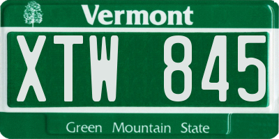 VT license plate XTW845