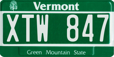 VT license plate XTW847